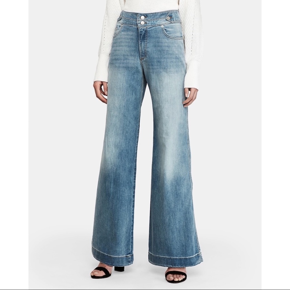EXPRESS High Waisted Side Tab Wide Leg Jeans